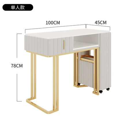 Professional Nail Beauty Salon Furniture Set Luxury Manicure Desk & Chair White Client Table Iron & Metal for Living Room