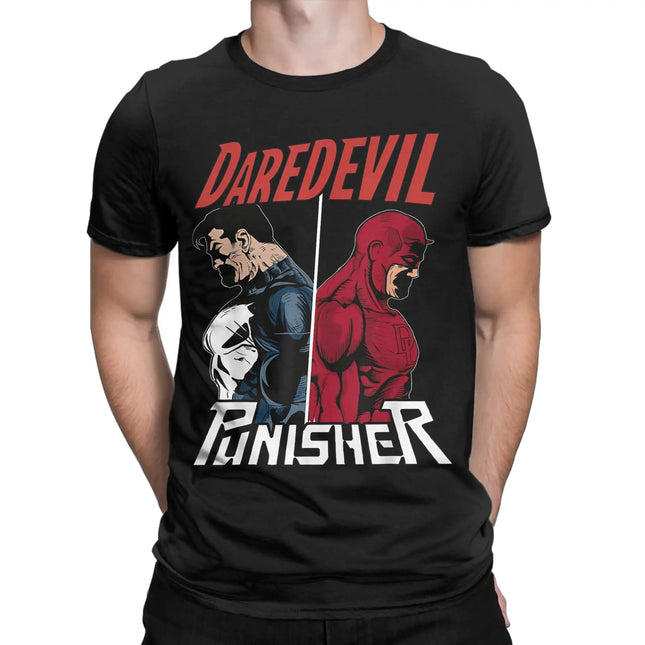 Daredevil The Punisher Only One Way Camisetas para Hombre Mujer Divertidas de Algodón Puro Manga Corta Tallas Grandes Ropa