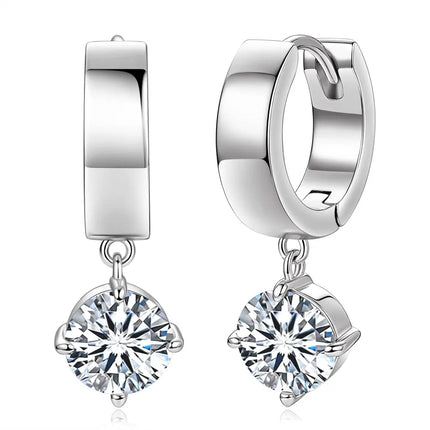 OXTAO Minimalist D VVS1 Moissanite Teardrop Earrings for Women Luxury Wide Band Drop Huggie Earrings Party Jewelry 14K Gold Filled