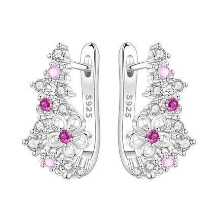 Orstarry Original 925 Sterling Silver Blue Iris Flower Earrings Women Hoop Earring Anniversary Jewelry Trendy Gifts