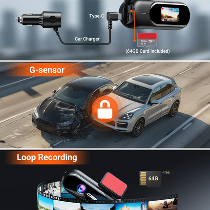 Dash Cam Front and Rear 4K+1080P WiFi, Dual Dash Camera for Cars with App, Dashboard Camera Recorder,24H/7 Parking Monitor