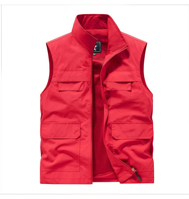 Mehrfarbige Outdoor-Multipocket-Weste mit versteckten Taschen zur Aufbewahrung, Größe 6XL, Arbeitskleidung, Freizeitweste, individuelles Logo