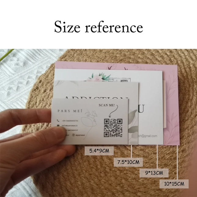 Individuelle Karten, Dankeskarten, Visitenkartenverpackungen für Kleinunternehmen, Hochzeitseinladungen, Postkarten, personalisiertes Logo