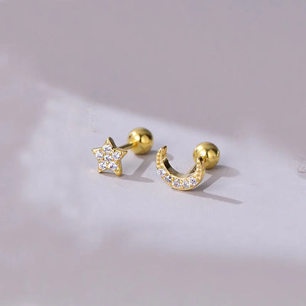 Korean Fashion Pink Zirconic Bear Screw Earrings For Women Girls Cute Animal Cartilage Helix Tragus Ear Piercing Jewelry Gift