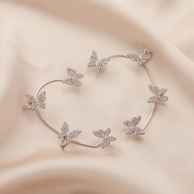 Korean Style Butterfly Ear Clips Without Piercing For Women Sparkling Zircon Ear Cuff Clip Earrings - product image 2