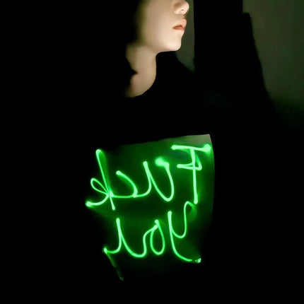 Interactive Glow in The Dark TShirt Luminous Drawing Board Shirt Neutral Fun Fluorescent Green Printing Cotton Short Sleeve Tees