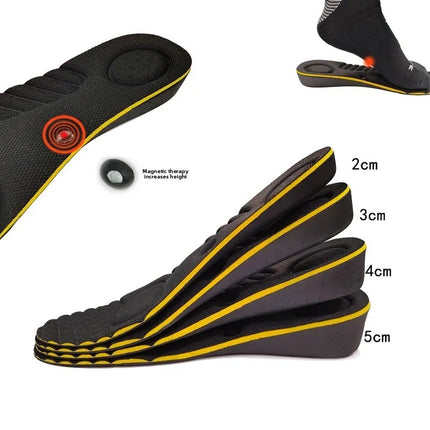 1Pair Height Increase Insoles 2-5cm, Magnet Massage Invisible Lift Cushion Heel Pads for Men Women, Taller Comfort Shoe Inserts