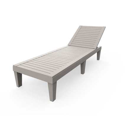 Indoor & Outdoor Plastic Chaise Lounge Chair, Adjustable Backrest Weather Resistant Patio Sun Lounger for Poolside Garden Backyard