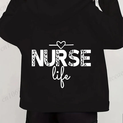 Women's Autumn Winter Hoodies Stethoscope EKG printed zipper Hooded Jackets Nursing Zipper Pocket Sweatshirt Nurse Life Outwear