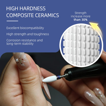 HYTOOS Composite Ceramic Typhoon Nail Drill Bits Straight Cut White Pro E-file Bit Gel/Acrylic Removal Tools for Nail Technician