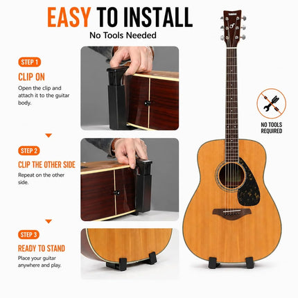 AUPHY SGS22 4Pcs Acoustic Guitar Stand Clip-on, Ultra-light Mini Floor Holder for Daily Practice, Fits Classical Folk Guitar