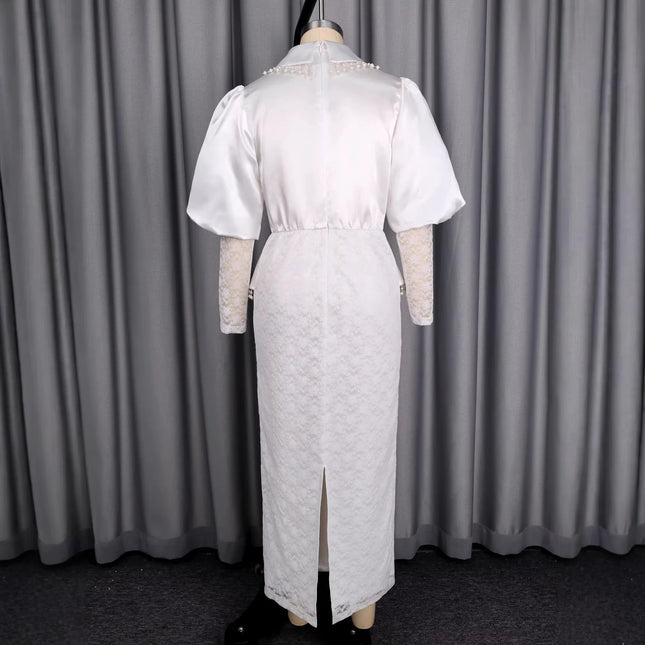 Langes Kleid Damen Abendkleider Spitze Sexy Vestidos Y2k Streetwear Puffärmel Hüftwickel Elegant Quaste Party Nacht Arbeit 2026