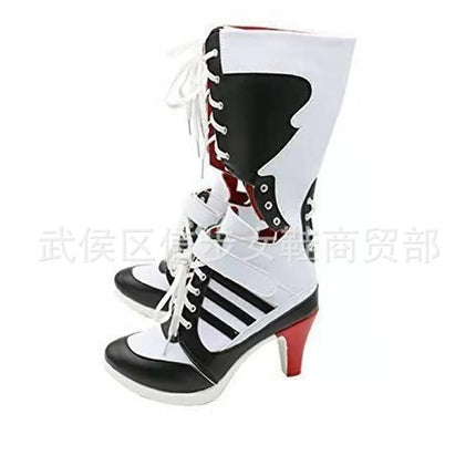 Personalized Designer Women Boot Autumn Novelty Hollow Out Single Boot Lace Up Black White Knee Boots Large45 Medium Single Boot