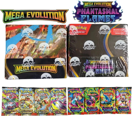 Pokémon TCG: MEGA EVOLUTION Chaos Rising Ascended Heroes Flames Phantasmal Flames BoosterBox Pokemon Cards Game 36 Pack Box