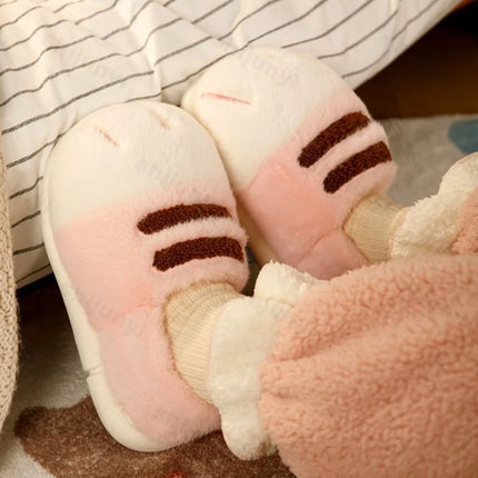 Winter Warm Women Home Slipper Fuzzy Cat Tiger Paw Claw Fur Plush Indoor Lazy Man Thermal Furry House Shoe Funny Flat Flip Flop