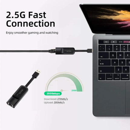 2500Mbps Ethernet Adapter 2.5G USB 3.0 Type C to RJ45 Network Card Wired Ethernet Gigabit Adapter 100/1000M Lan for MacBook iPad
