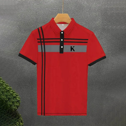 Men's Line Rugby Polo short-sleeved Collar Shirt Casual School Outdoor Sports Casual Daily Wear men's Clothing