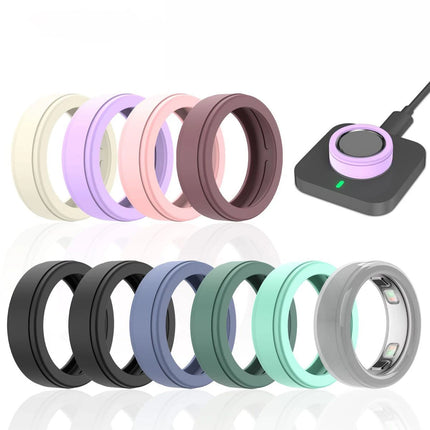Silicone Ring Cover for Oura Ring 5, Anti-Scratch Elastic Protector, Supports Charging with Cover On, Size for S/M