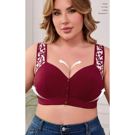Women Soft Comfortable Ultra-thin Breathable Plus Size Bra Fashionable Front Opening Comfortable No Steel Ring Vest Style Bra