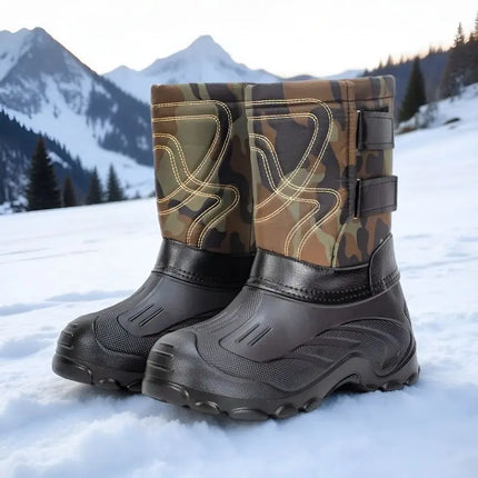 Large size snow boots, cold resistant and warm men's boots, waterproof and non slip long boots with thick velvet and comfortable