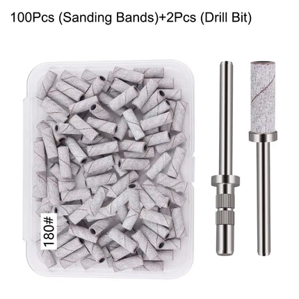 50/100Pcs 3mm Nail Sanding Bands-120/150/180/240 Grit Mini Nail Drill Bit Electric Nail File Accessory Polishing Manicure Tool