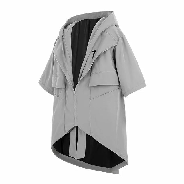 11 BYBB'S DARK Herren Frühlingsjacke Windbreaker 2025 Neu Halbarm Funktionsmäntel Herren Locker Kapuzenjacken Techwear