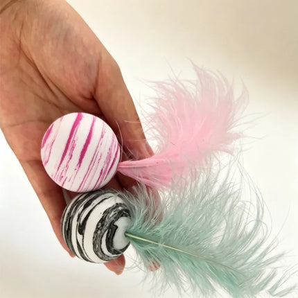 Pet Cat Interactive Toy Star Foam Ball With Feather EVA Lightweight Throwing Play Ball Star Pattern Funny Chewing Toy For Daily