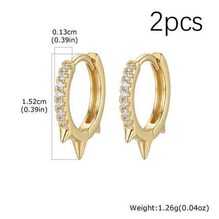 Creative Gothic Punk Rivet Heart Hoop Earrings, Stainless Steel Geometric Piercing Earrings, Unique Cool Jewelry for Party