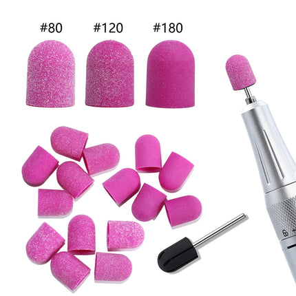 2 Size Sanding bands Block Cap Professional Pedicure Foot Care Tool Grit Nail Sanding Caps Electric Nail Drill cutters With Gift