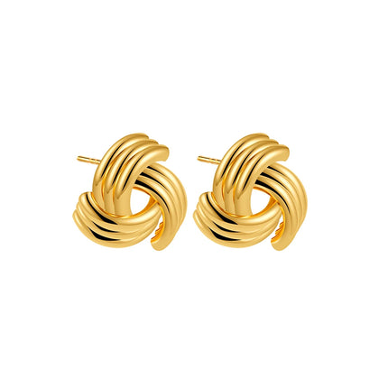 Trendy Stainless Steel Multilayer Circle Twist Knot Earrings for Women Texture Mixed Color Gold Plated Statement Earring Bijoux