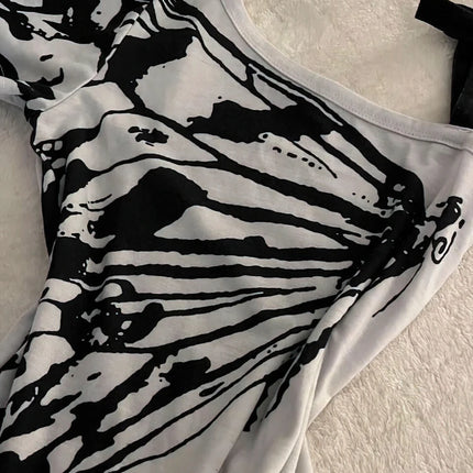 Butterfly Off Shoulder Summer T Shirt Korean Harajuku Aesthetic Print Short Sleeve Body Tops Tees Cotton Bow