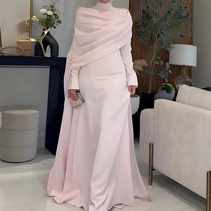 Women's Shawl Style Long Sleeve Tight Slimming Long Big Hem Dress Elegant Graceful Banquet Date Commute Versatile Evening Dress