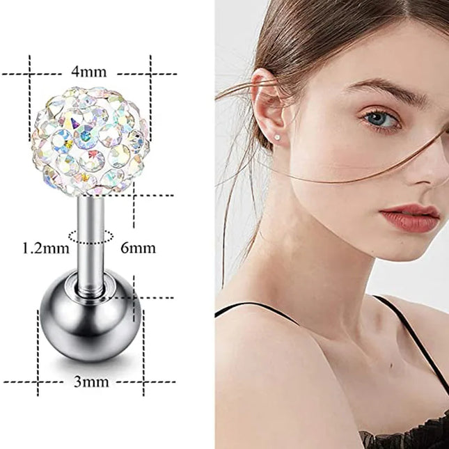 1-12 Pairs Shiny Zirconia Cartilage Stud Earring Tragus Helix Piercing Barbell Star Heart Ball Cartilage - product image 2