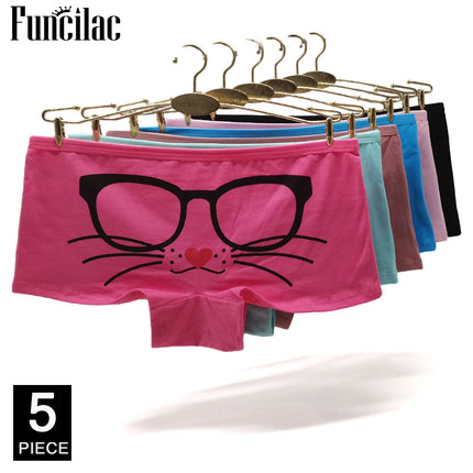 Panties cotton boxer women underwear Safety female panty print lingerie ladies girls intimate woman 5 Pcs/Lot
