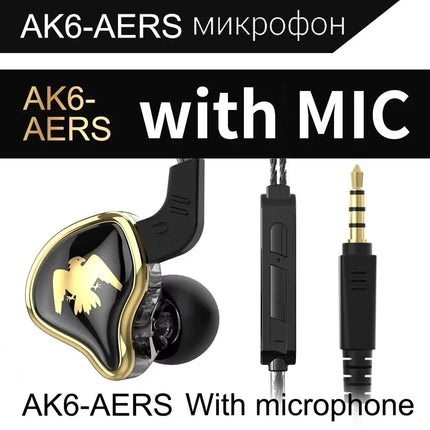 Original QKZ AK6 In Ear Earphone 6 Dynamic Driver Unit Headphone With Mic Stereo Sports HIFI Subwoofer Headset - product imag