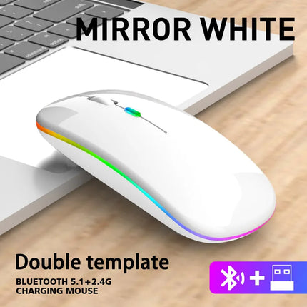 Wireless Mouse 2.4GHz Bluetooth Rechargeable Mouse Quiet Ergonomic Gaming Mouse With USB Backlight 1600DPI Mouse - product im