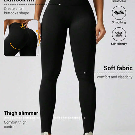 Womens Daily Athletic High Waist Skinny Leggings Tummy Control Hip Lifting Stretch Pants For Yoga Fitness Running Cycling
