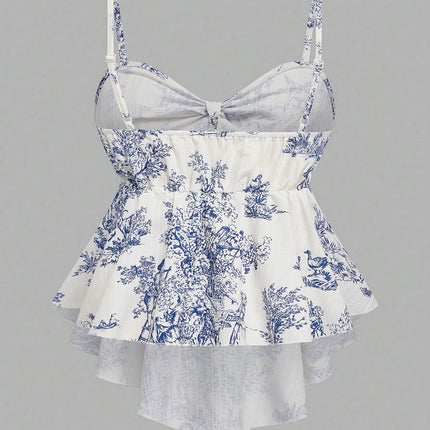 Women's Texture Print Close-Fitting Halter Top Elegant for Vacation Commuting And Daily Wear Single Piece