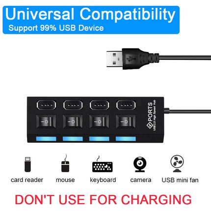 High Speed 4/7 Ports USB HUB 2.0 Adapter Expander Multi USB Splitter Multiple Extender with LED Lamp Switch for PC - product