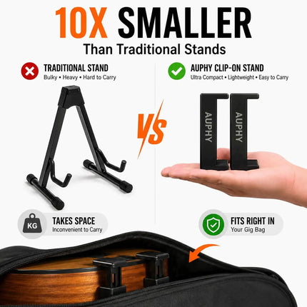 AUPHY SGS22 4Pcs Acoustic Guitar Stand Clip-on, Ultra-light Mini Floor Holder for Daily Practice, Fits Classical Folk Guitar