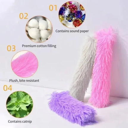 Cat Toy Pillow Soundpaper Long Plush Cat Toy with Mint Toy