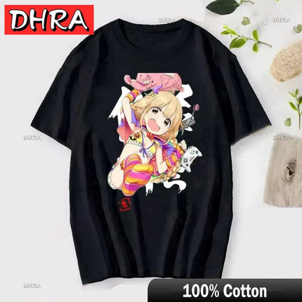 If You Work You Lose Anzu Futaba Version T-Shirt Cute Kawaii Anime Jirai Kei Tshirt Danshi Tees for Men Funny Cartoon Otaku Tops