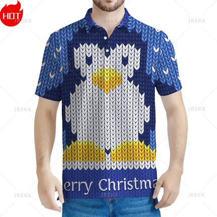 3D Printed Happy Christmas Polo Shirt Fashion Christmas Trees Cute Santa Xmas Graphic Polo T Shirt For Men Best Unisex Clothing