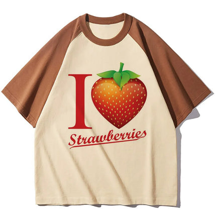 Strawberry t-shirts women elegant Tee girl Japanese graphic streetwear clothing