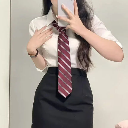 Preppy Style White Shirts Korean Slim Long Sleeve Office Shirt Spring Button Lapel Short Blouse