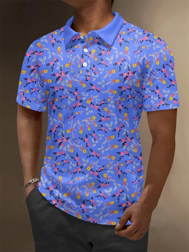Summer New Mens Polo Shirts 3d Full Print Flower Graphic T Shirts For Men Fashion Casual Oversized Lapel Button Up Polo Shirt