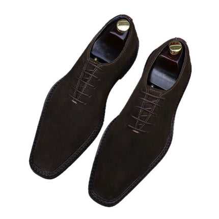 Men Suede Oxford Wedding Dress Party Shoes Brown Black Genuine Leather Casual Handmade Footwear For Men