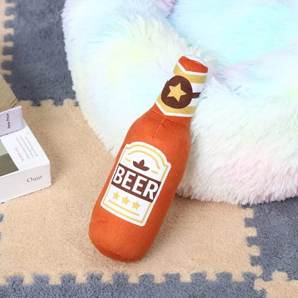 Squeaking Dog Toy Realistic Beer Bottle Shape Interactive Play Bite Resistant Wear Resistant Easy To Clean for Small Medium Dogs