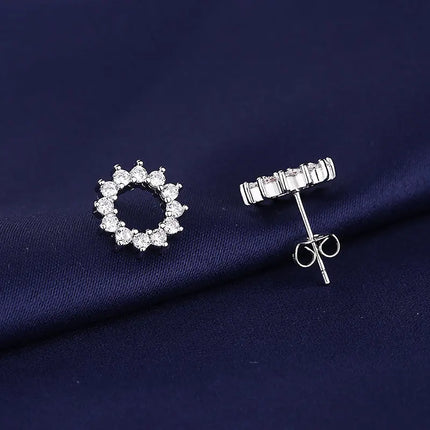 High-quality 925 Sterling Silver Crystal Fashion Circle Hoop Earrings for Woman Wedding Party Gift Street Versatile Jewelry