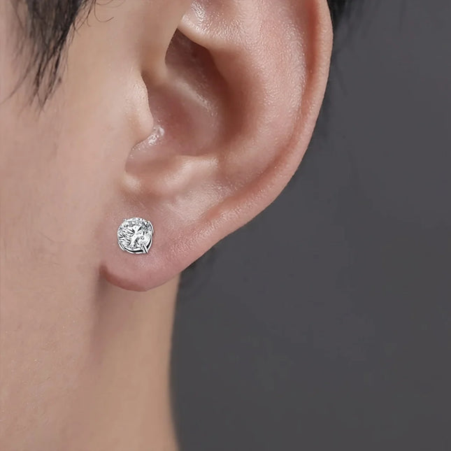 1 Pairs Crystal Strong Magnetic Ear Stud Clip Earrings for Men Women Punk Round Zircon Magnet Earrings - product image 2